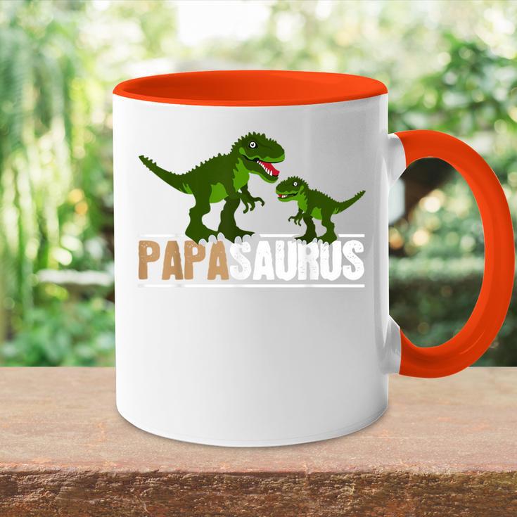 Vatertag Papa Familie T-Rex Dino Geschenk Tasse Zweifarbig