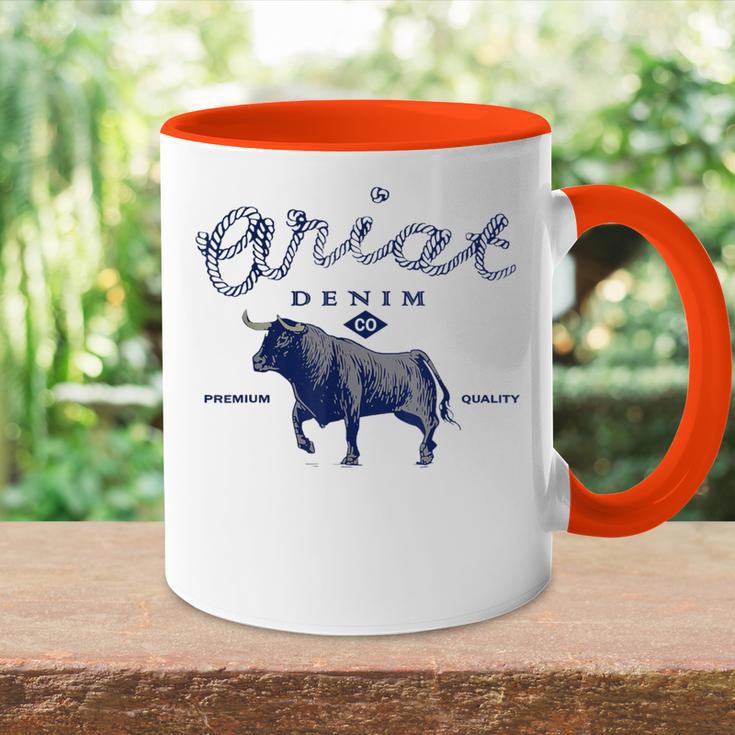 Vintage Inspiriert Ariat Denim Bull Western Flair Tasse Zweifarbig