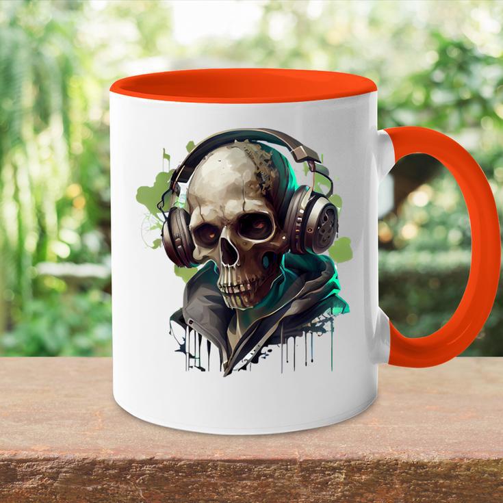 Zombie Totenkopf Dj Mit Kopfhörer Für Musiker Und Musik Fans Tasse Zweifarbig