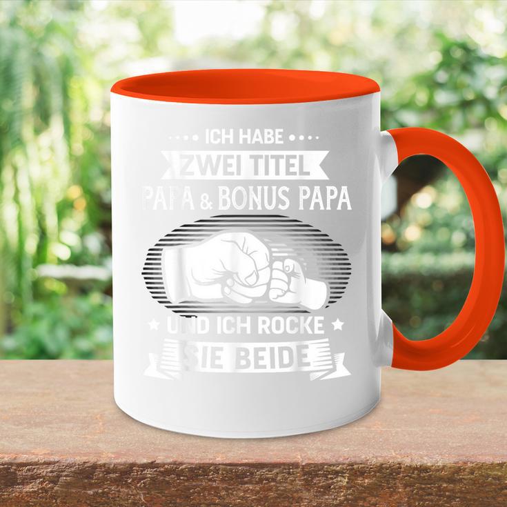 Zwei Titel Bonus Papa Rocke Zumatertag Für Stiefvater Tasse Zweifarbig