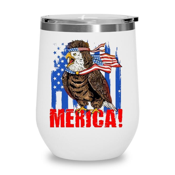 Eagle American Flag Usa Flag Mullet Eagle 4Th Of July Merica Wine Tumbler