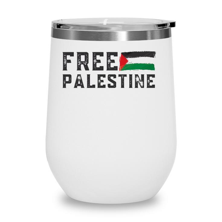 Free Palestine Flag Arabic Gaza Wine Tumbler