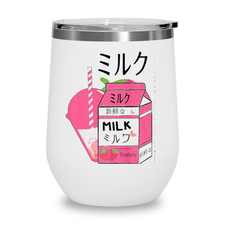 Kawaii90S Japanese Otaku Stylish Aesthetic Milk Strawberry Wine Tumbler