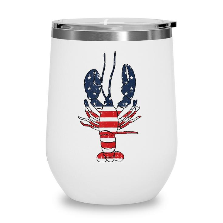 Lobster 4Th Of July American Flag Sea Ocean Lover Patriotic  Wine Tumbler