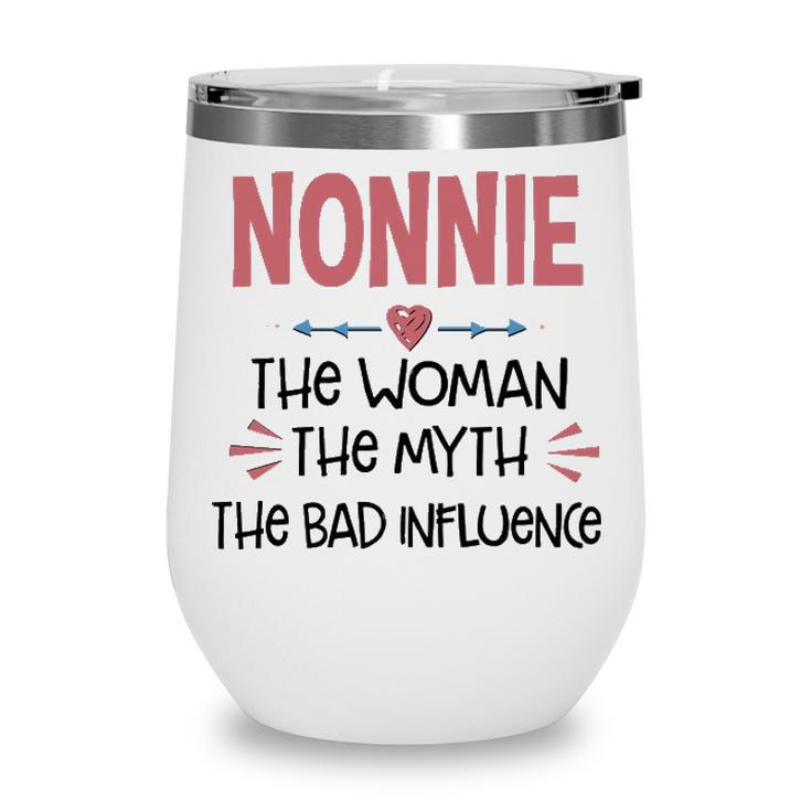 Nonnie Grandma Gift   Nonnie The Woman The Myth The Bad Influence Wine Tumbler