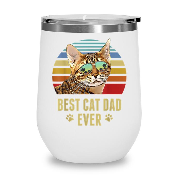 Ocicat Cat Best Cat Dad Ever Retro Beach Vibe  Wine Tumbler