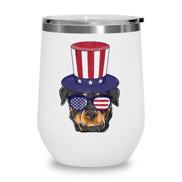 Rottweiler Patriotic Dog Mom & Dad S 4Th Of July Usa Wine Tumbler