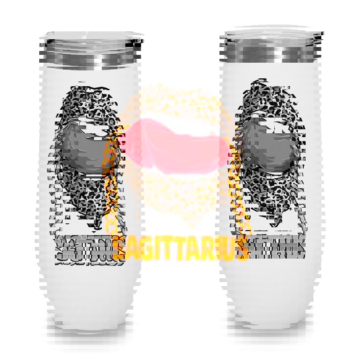 Sagittarius Girl Juicy Lips Leopard Print Astrology Zodiac Wine Tumbler