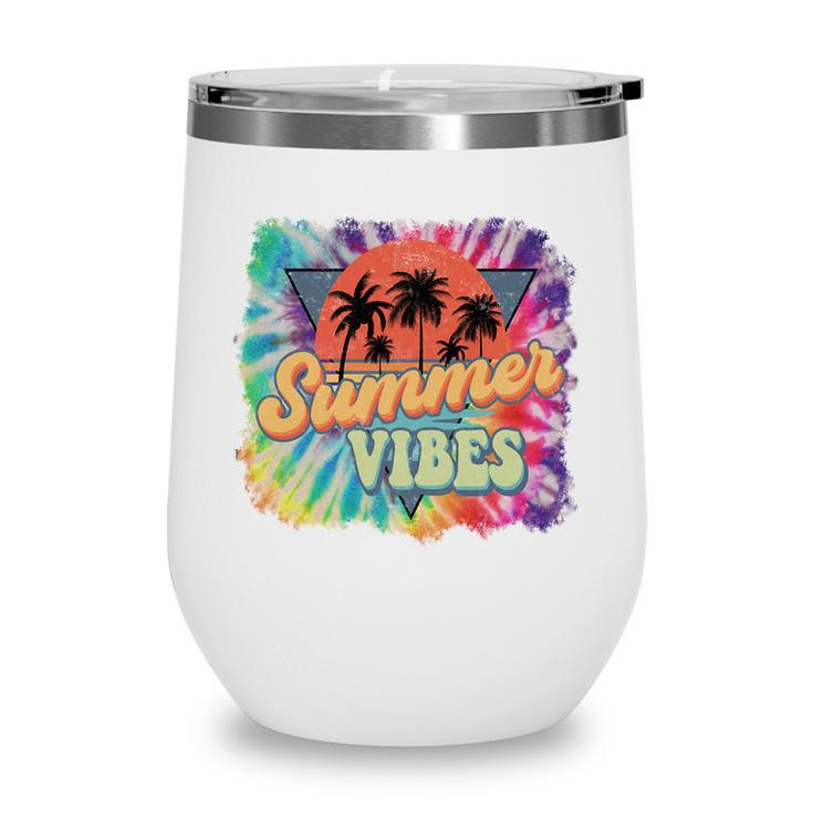 Summer Vibes Retro Summer Beach Design Wine Tumbler