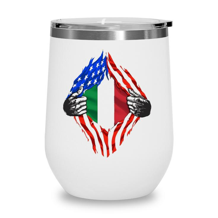 Super Italian Heritage Proud Italy Roots Usa Flag  Wine Tumbler