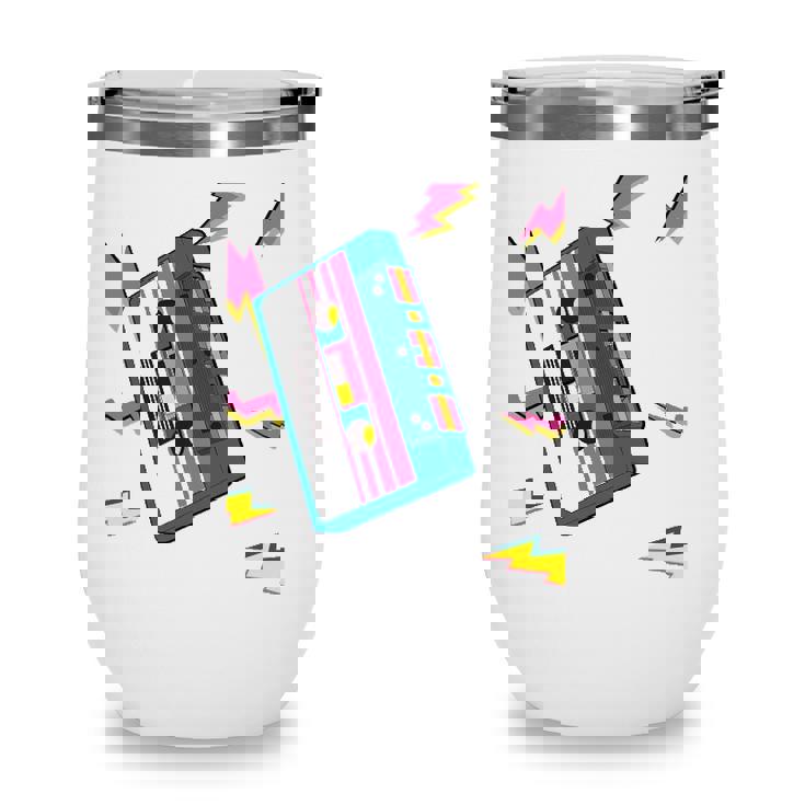 Vintage Cassette Tape In 80S 90S Retro Neon Style Wine Tumbler