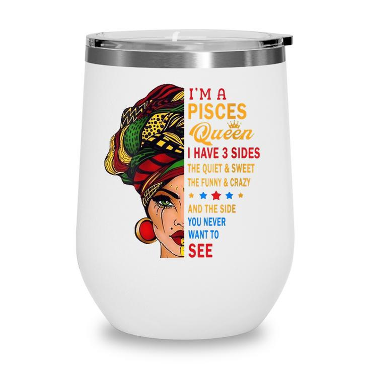 Womens Pisces Queens Are Born In February 19- March 20 V-Neck Wine Tumbler