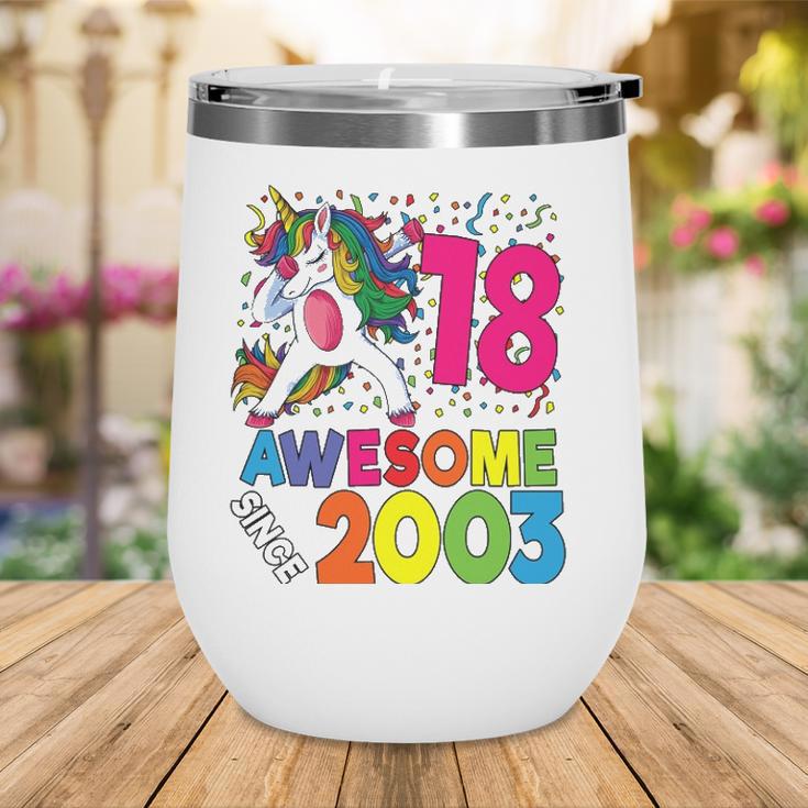 18Th Birthday Dabbing Unicorn Party Gift 18 Years Old Girl Wine Tumbler