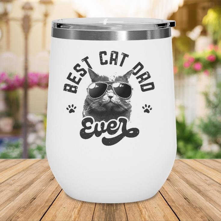 Best Cat Dad Ever Funny Daddy Fathers Day Retro Vintage Men Wine Tumbler