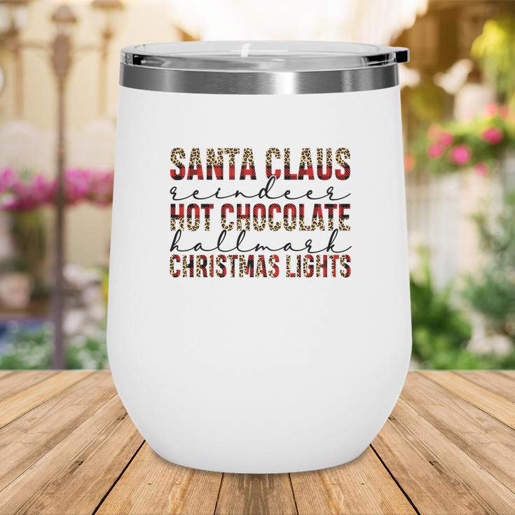 Christmas Buffalo Plaid Santa Claus Hot Cocoa Holiday Christmas Lights Wine Tumbler