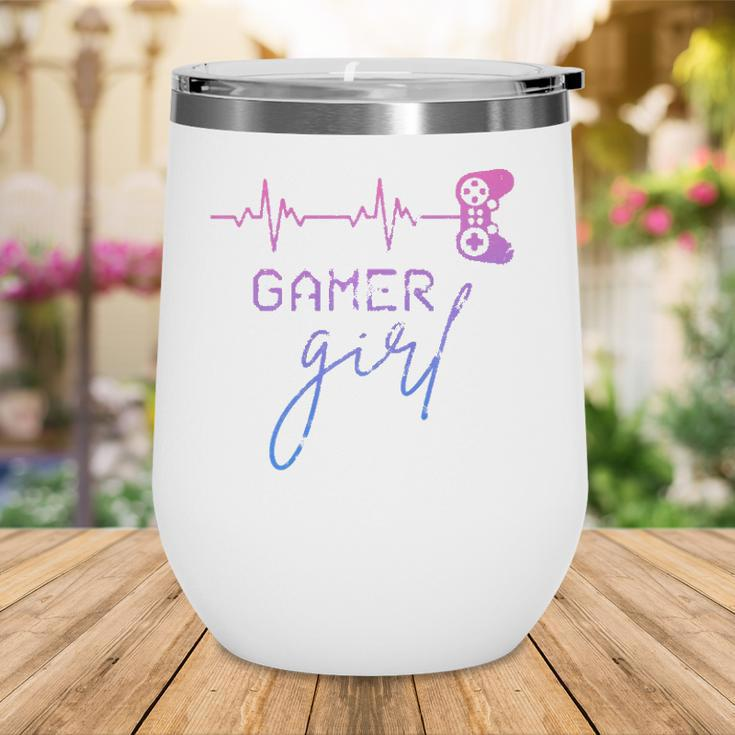 Gamer Girl Cute Heartbeat Gamer For Girl Video Game Lovers Wine Tumbler