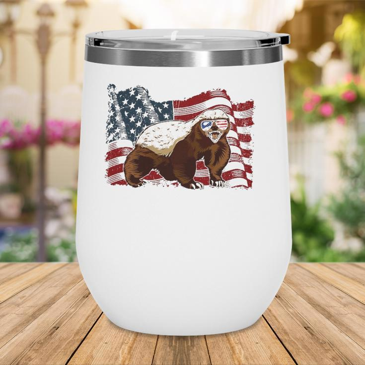 Honey Badger American Flag 4Th July Animals Men Women Kids Wine Tumbler