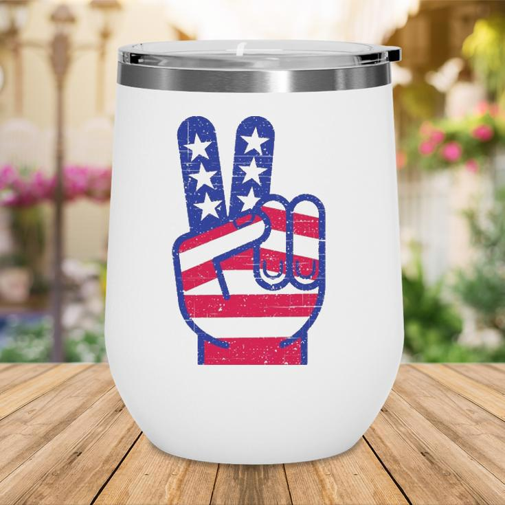 Retro Red White And Blue Peace Sign Vintage July Fourth Gift Wine Tumbler