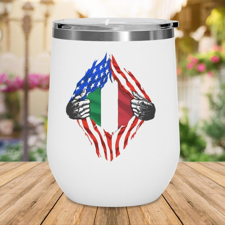 Super Italian Heritage Proud Italy Roots Usa Flag Wine Tumbler