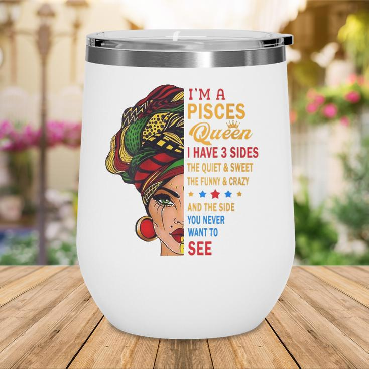 Womens Pisces Queens Are Born In February 19- March 20 V-Neck Wine Tumbler