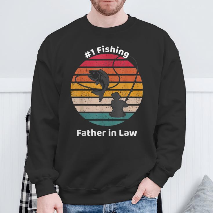 1 Fishing Father In Law Graphic Fisherman Fathers Day Sweatshirt Gifts for Old Men