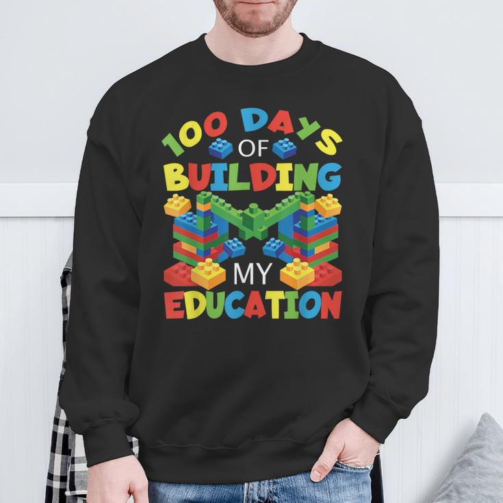 100 Days Of Building My Education Construction Block Sweatshirt Gifts for Old Men