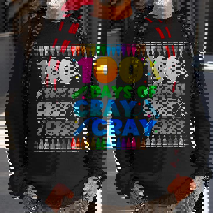 100 Days Of Cray Cray Crayon 100Th Day Of School Boys Girls Sweatshirt Gifts for Old Men