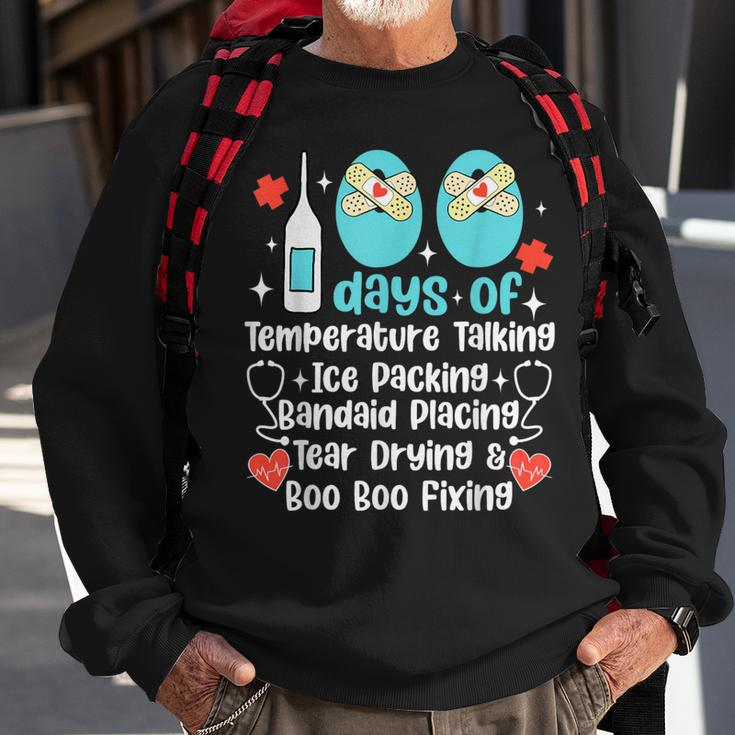 100 Days Of Temperature Taking Happy 100 Day Of School Nurse Sweatshirt Gifts for Old Men