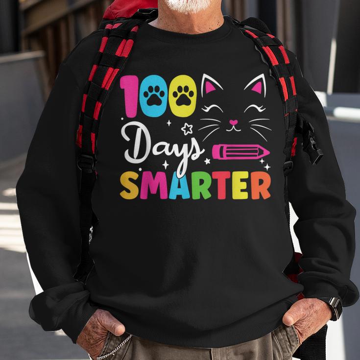 100Th Day Of School Students 100 Days Love Of Cats Smarter Sweatshirt Gifts for Old Men