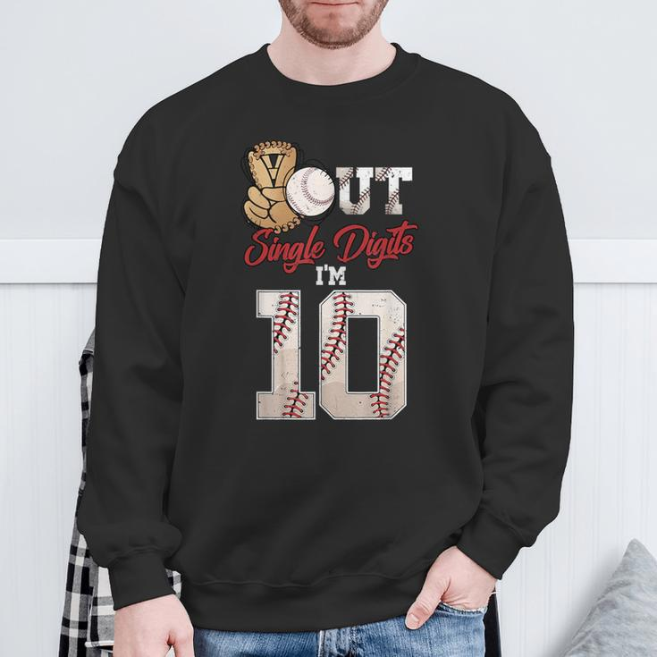 10Th Birthday Boys Baseball Peace Out Single Digits Sweatshirt Gifts for Old Men