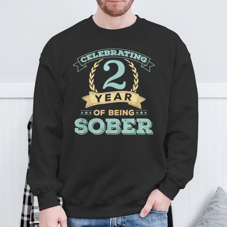 2 Year Sober Sobriety Anniversary Recovery Men Sweatshirt Gifts for Old Men