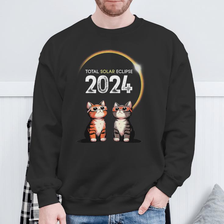 2024 Solar Eclipse Cat Wearing Solar Eclipse Glasses Sweatshirt Gifts for Old Men