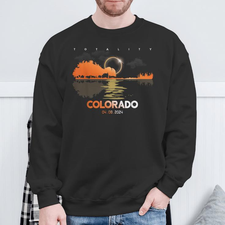 2024 Solar Eclipse Colorado Guitar Totality Sweatshirt Gifts for Old Men