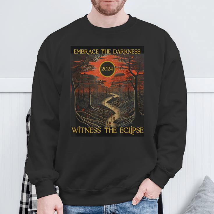 2024 Solar Eclipse Embrace The Darkness April 8 Totality Sweatshirt Gifts for Old Men
