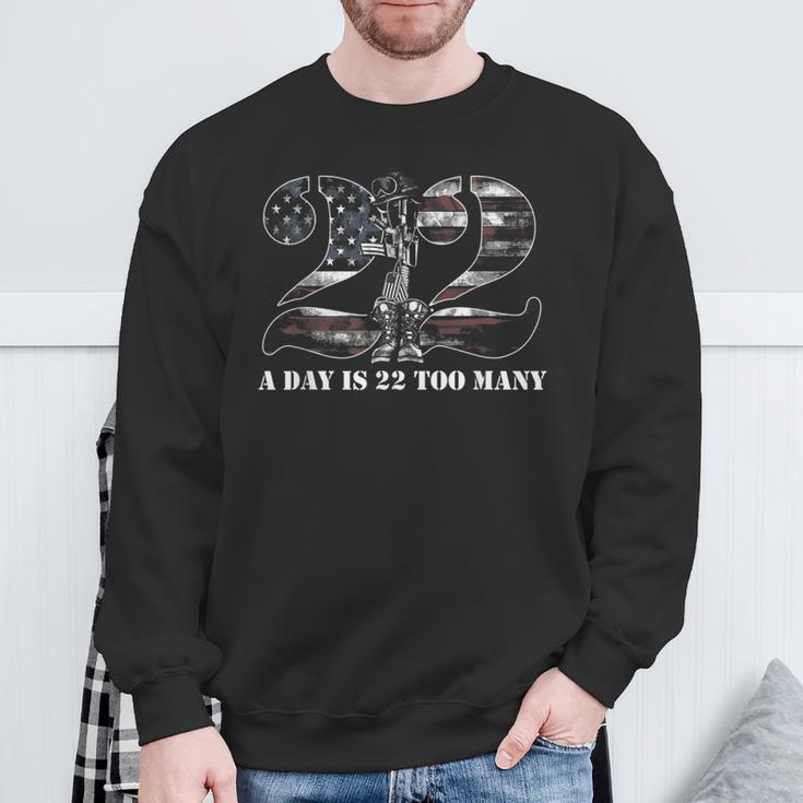 22 A Day Is 22 Too Many Veteran Day Usa Patriotic Awareness Sweatshirt Gifts for Old Men