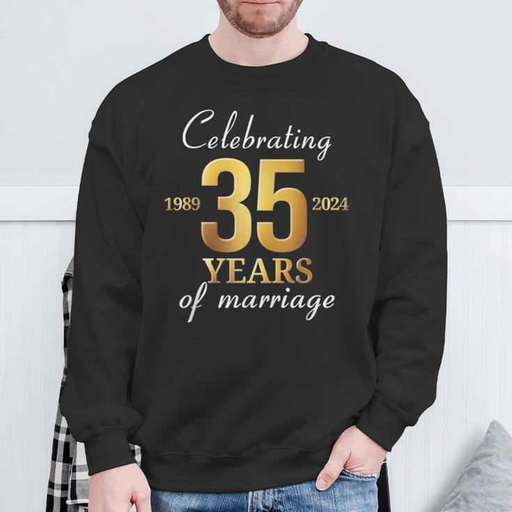 35 Years Of Marriage Est 1989 2024 35Th Wedding Anniversary Sweatshirt Gifts for Old Men