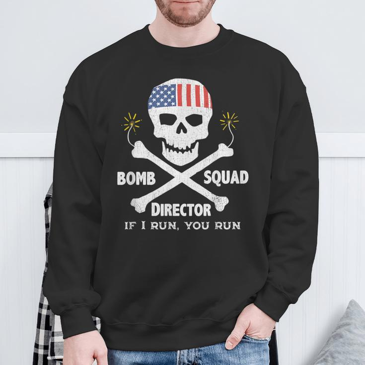 4Th Of July Fireworks Bomb Squad Director With Skull Sweatshirt Gifts for Old Men