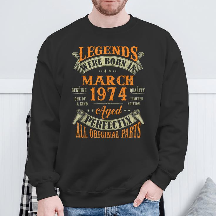 50Th Birthday Decoration Legends Born In March 1974 Sweatshirt Gifts for Old Men