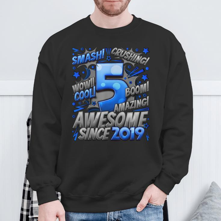 5Th Birthday Comic Style Awesome Since 2019 5 Year Old Boy Sweatshirt Gifts for Old Men