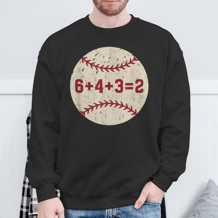 6432 Baseball Double Play Retro Baseball Player Sweatshirt Gifts for Old Men