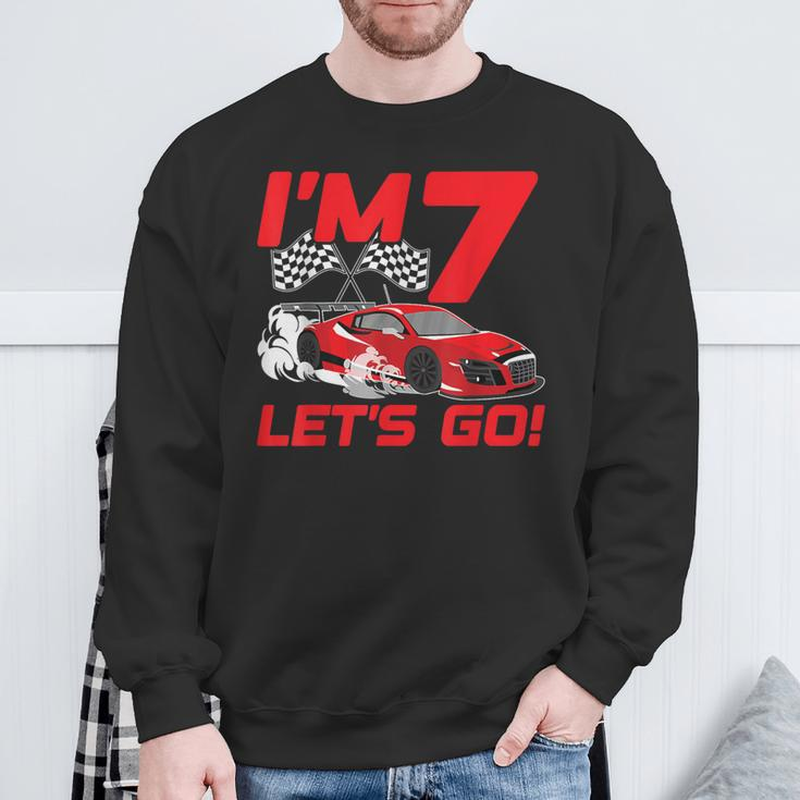 7 Year Old 7Th Racing Racecar Birthday Party Boys Girls Sweatshirt Gifts for Old Men