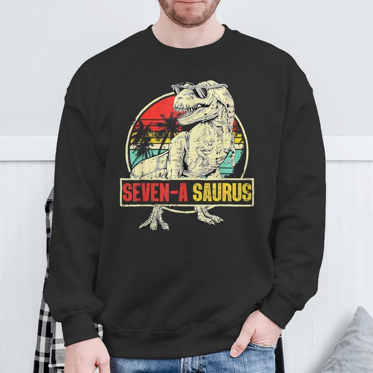 7 Year Old Dinosaur Birthday 7ThRex Dino Seven Saurus Sweatshirt Gifts for Old Men