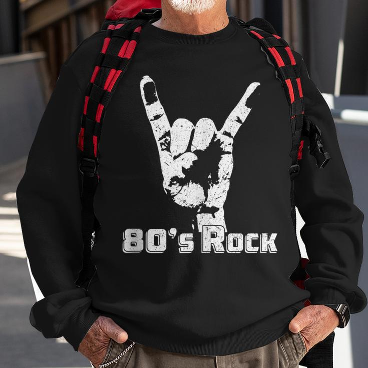 80S Rock N Roll Band Hand Horns Vintage Style Sweatshirt Gifts for Old Men