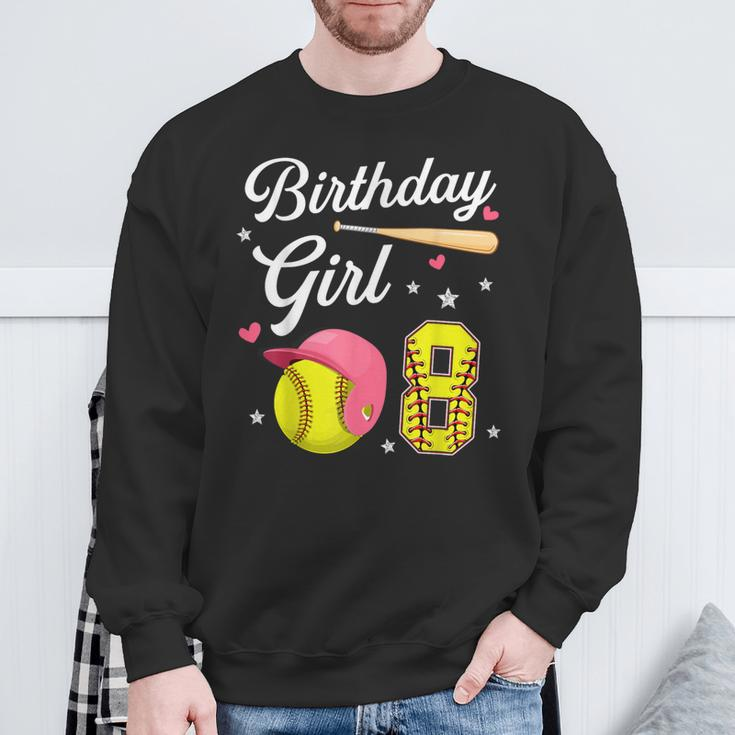 8Th Birthday Softball Player Themed Girls Eight 8 Years Old Sweatshirt Gifts for Old Men