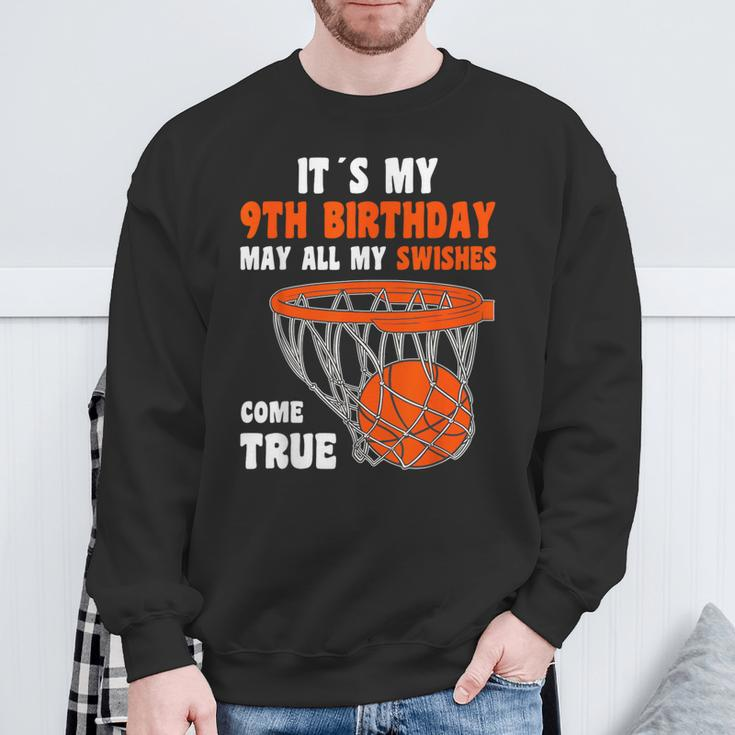9 Year Old Happy 9Th Birthday Basketball 9Th Birthday Sweatshirt Gifts for Old Men