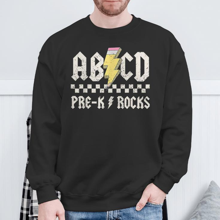 Abcd Pre-K Rocks Pencil Lightning Leopard Students Teachers Sweatshirt Gifts for Old Men