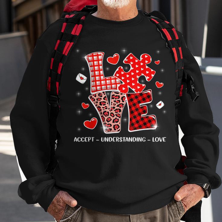 Accept Understand Love Autism Awareness Valentine's Day Sweatshirt Gifts for Old Men