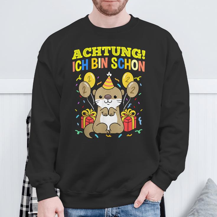 Achtung Ich Bin Schon 2 Geburtstag Otter Sweatshirt Geschenke für alte Männer