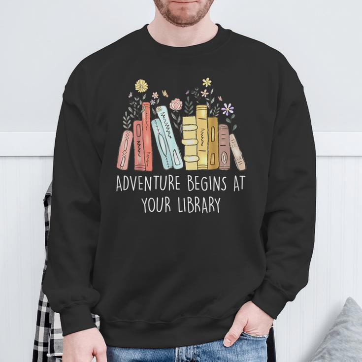 Adventure Begins At Your Library Summer Reading 2024 Books Sweatshirt Gifts for Old Men