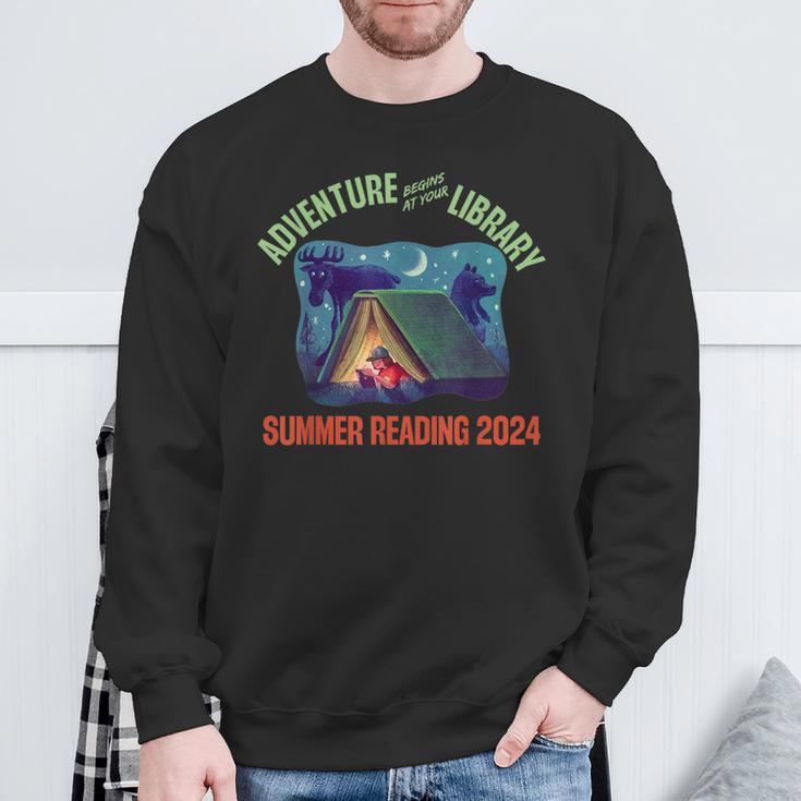 Adventure Begins At Your Library Summer Reading Program 2024 Sweatshirt Gifts for Old Men